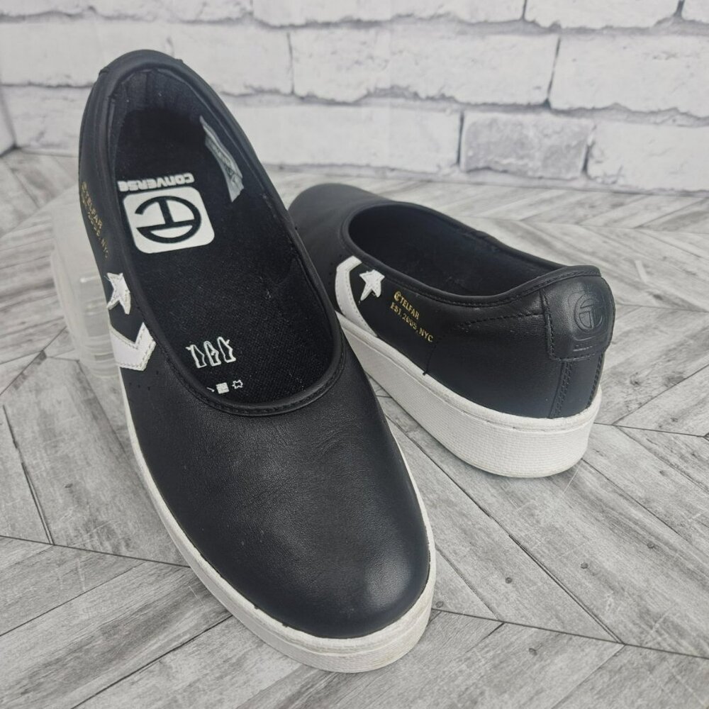 Converse x Telfar Women’s Black Leather Slip-On Platform Sneakers